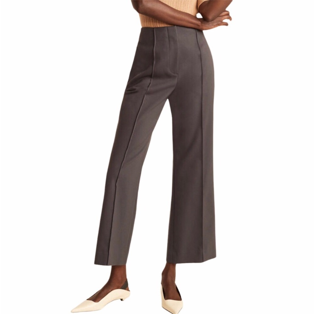 Rebecca Taylor Grey Trousers High Rise Pintuck Ankle Pants Size 12